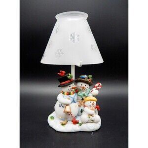 PartyLite Snowman Snowbell Family Tealight Lamp w/Snowflake P7866 Shade Holiday